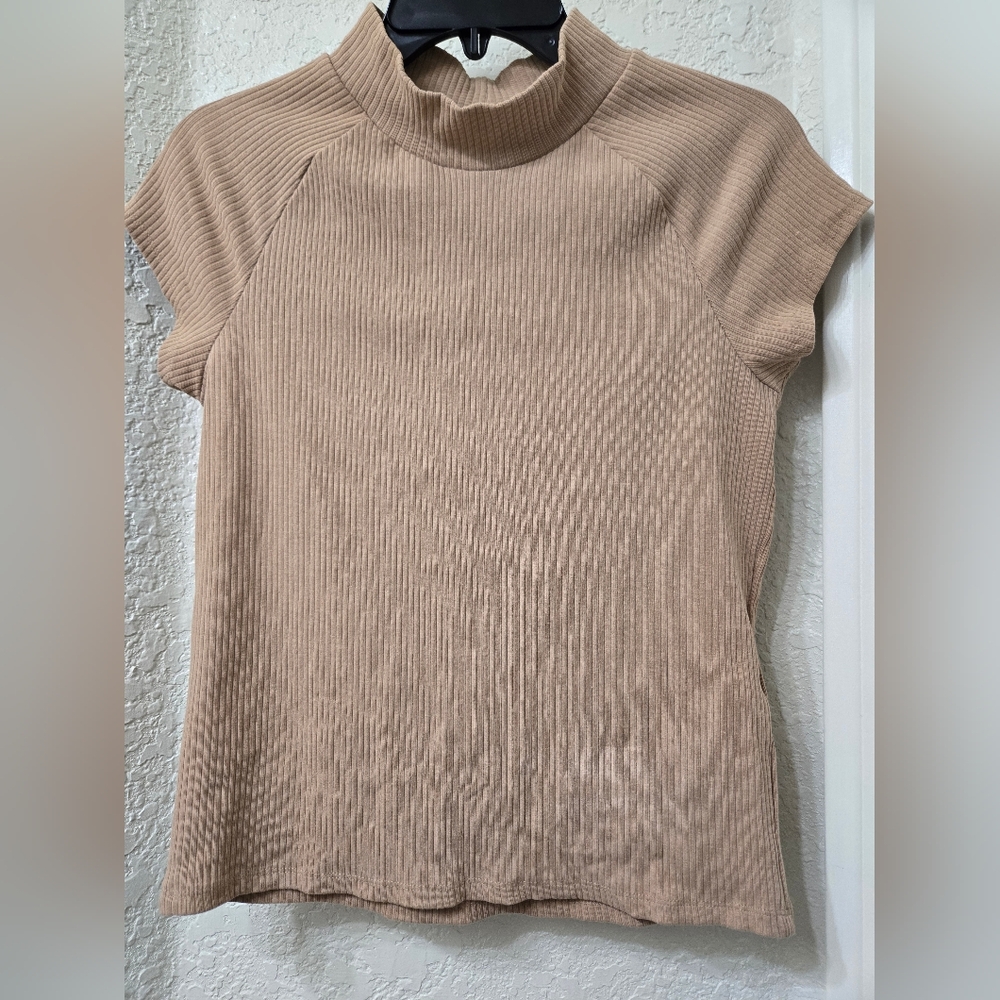 Zara ribbed mock neck shirt